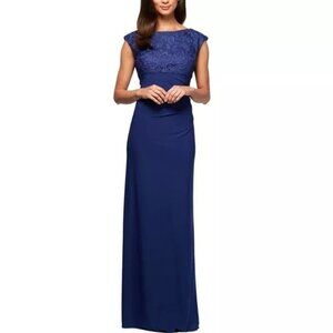 Sapphire Blue Alex Evenings Women's NWT formal floor length dress - S